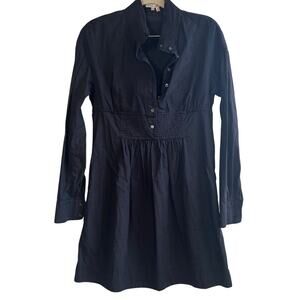 VINCE black cotton poplin mini shirt dress small